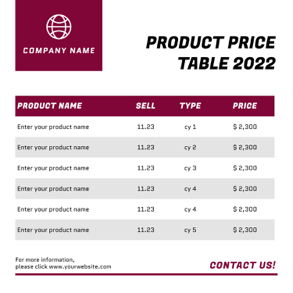 company-product-price-table