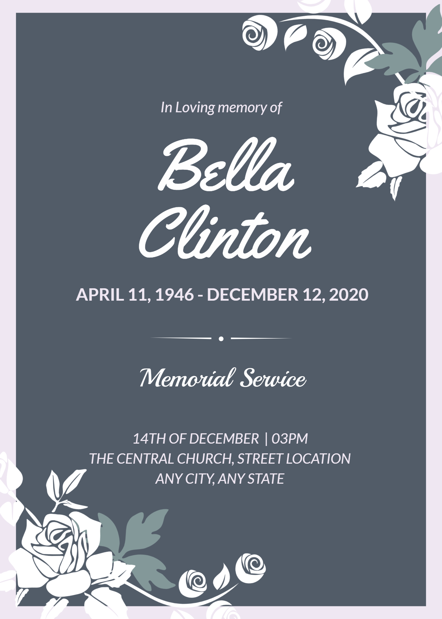 solemn funeral invitation