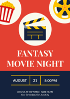 colorful movie night invitation
