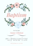 floral baptism invitation