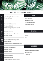 weekly schedule