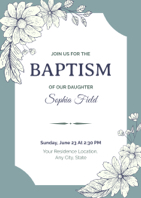 floral baptism invitation